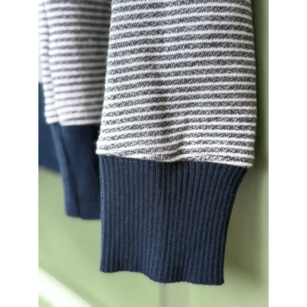 NWOT Frank & Eileen Ribbed Knit Pullover Sweatshirt Navy White Stripe Medium - Picture 3 of 8